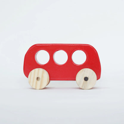 NeemWood Unicorn Teether, Rabbit Rattle & Racing Red Bus Toy [3 Pieces]